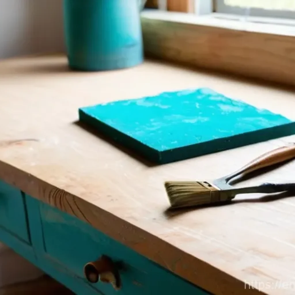 DIY 공예 아이디어 모음 - **Prompt:** A cozy, sunlit workshop space with natural light streaming through a window. In the fore...